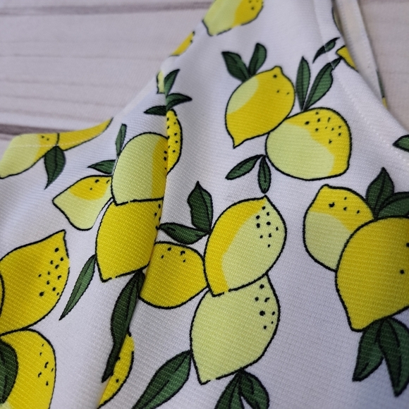 Divided Lemon Print Sleeveless Dress Size 10. Small Spot - Picture 7 of 8